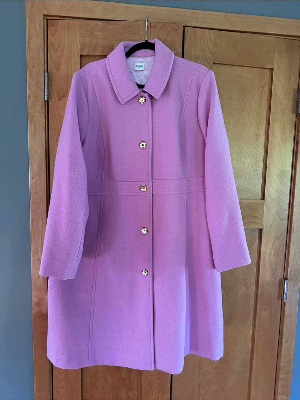 J Crew Pink Long Sleeve Wool-Blend Coat Dress Size 18